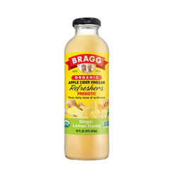 Organic Apple Cider Vinegar Drinks, Ginger, Lemon & Honey (Glass) 12/16oz