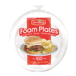 Foam Plates 8 7/8" 6/100ct